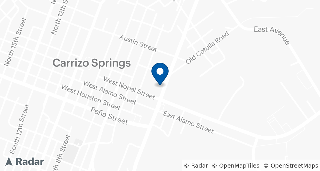 Map of Dairy Queen Location:: 408 N 1st St, Carrizo Springs, TX, 78834-3308